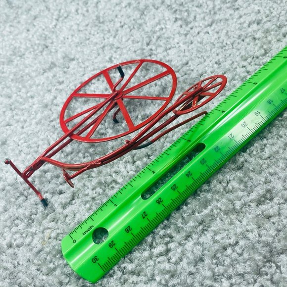 Big Small Wheel Red Metal Bicycle Miniature Collectible Doll House Mini Vintage - Picture 15 of 16
